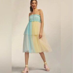 Brand New PERNILLE ROSENKILDE STRAPLESS TIERED TULLE DRESS